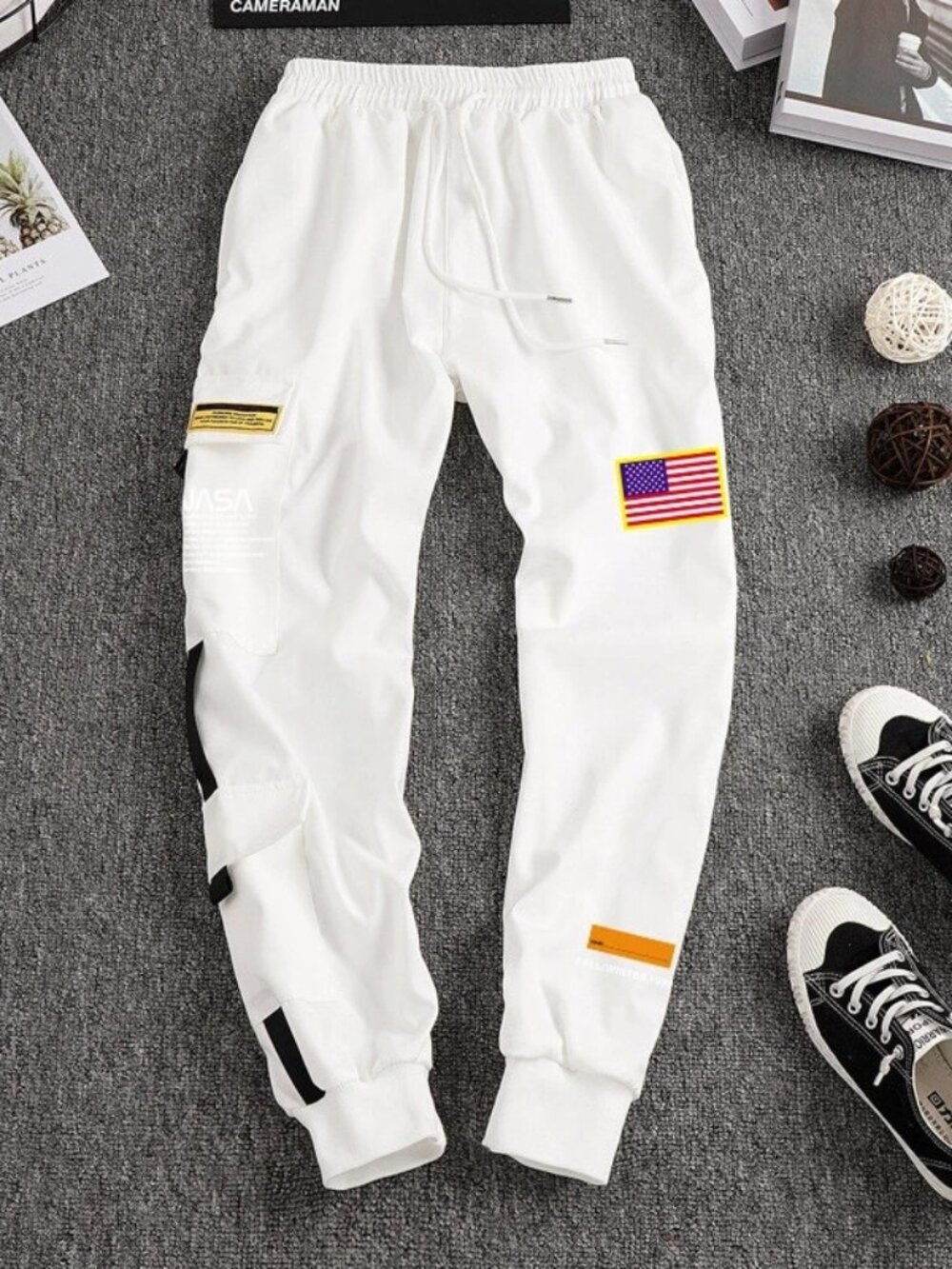 Women Casual NASA Embroidery Joggers Cargo Pants Sweatpants Sport Urban Trousers